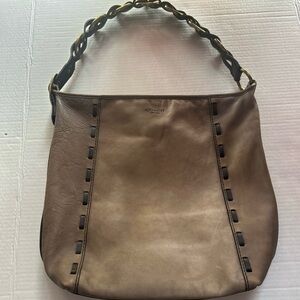 RARE Coach Pinnacle Legacy Bohemian Large taupe Leather Duffle Shoulder Bag HTF